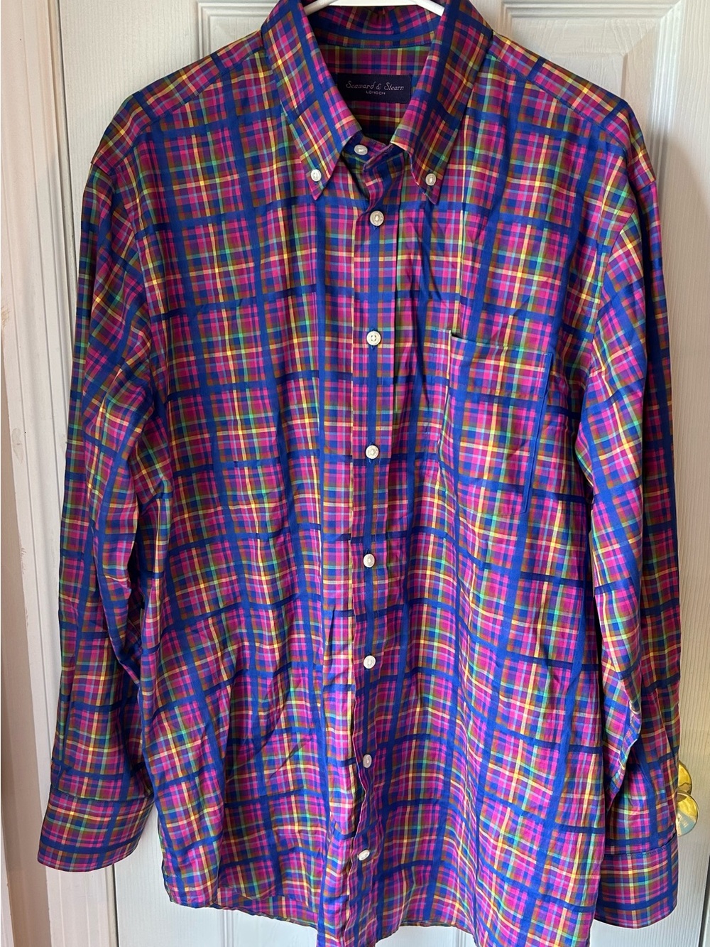 Seaward and SternVintage-Inspired Plaid Button-Down Shirt in Purple